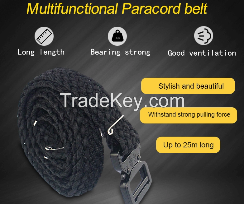 New Design Survival Camping Hiking Paracord Belt, Multifunctional Camping Multipurpose Gadget Military Survival Men Belt