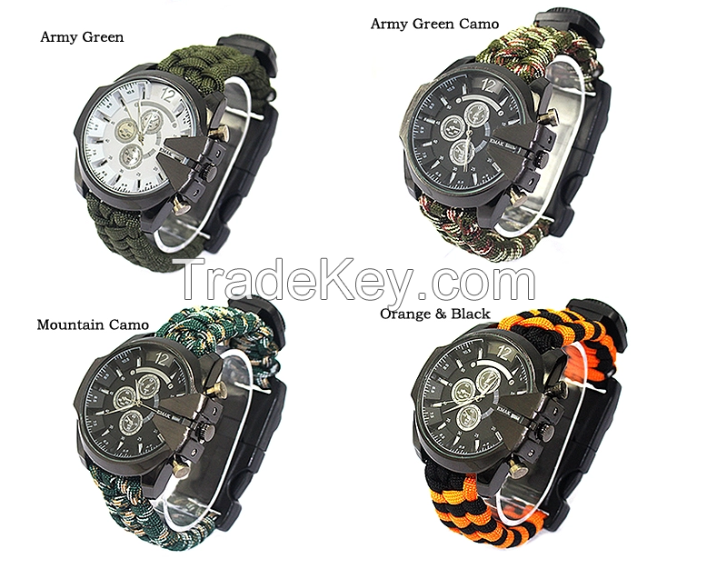 Factory direct EDC bracelet and compass thermometer watch