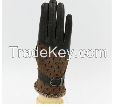 Men's Peacock Pattern Leather Gloves Sheepskins