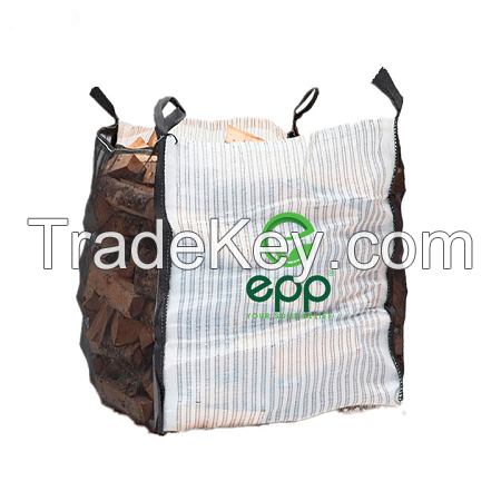 FIBC Ventilated Bags, Vented Jumbo Sacks, Big Vented Log Bag, perforated bulk bags, perforated log bags, Log Sacks, ventilate firewood packing bag, Breathable Ventilated Big Bags, Ventilated Bulk Bags, big bag for wood, big bag for timber, LOG BAGS Firewo