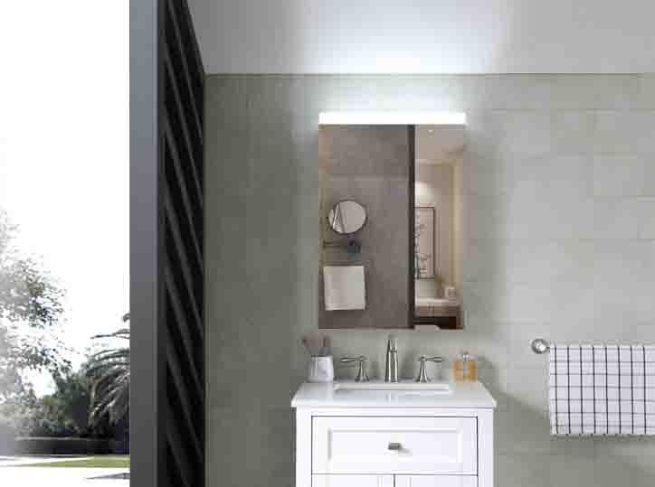 Luxury Custom Wall Mount Backlit Illuminated Lighted LED Bath Bathroom Vanity Mirrored Medicine Mirror Cabinet