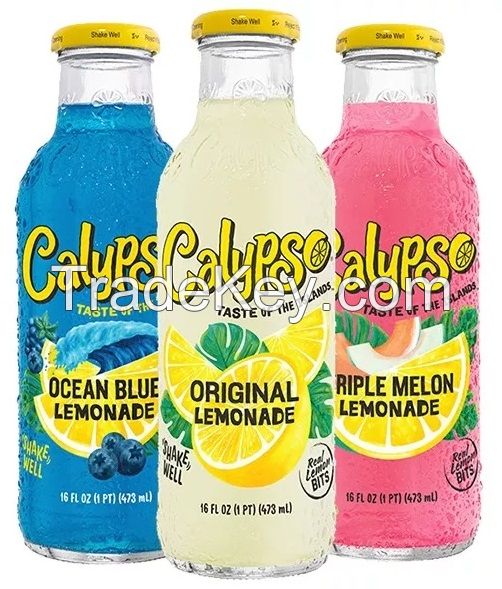 CALYPSO SOFT DRINKS/CALYPSO LEMONADE PINEAPPLE PEACH LIMEADE/OCEAN BLUE LEMONADE   FRUIT JUICES