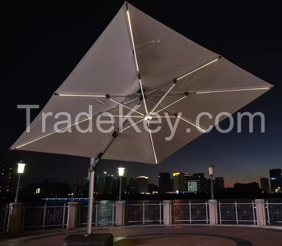 New Deign 3X4m/3.5X3.5m Outdoor Sun LED Light Patio roma parasol Roman umbrella For Garden Shading