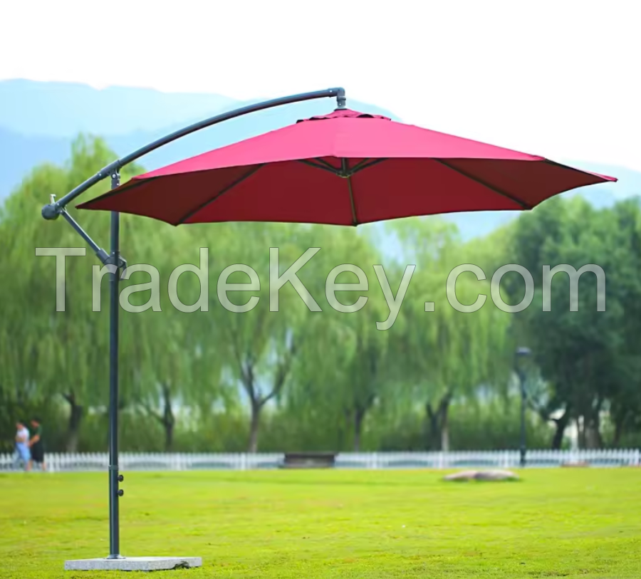 Hanging Banana Umbrella 10Ft Waterproof Cantilever Garden Beach Patio Sun Canvas Parasol Iron Restaurant Outdoor Umbrella