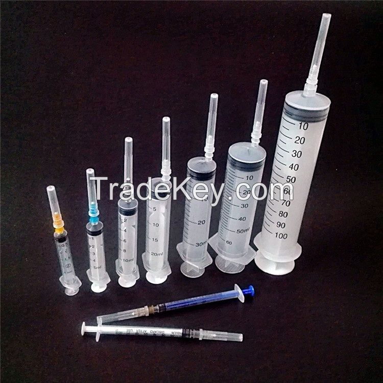 Wholesale Disposable Medical 1ml 2ml 5ml 10ml 2 or 3 Parts plastic luer slip/lock syringe with needle