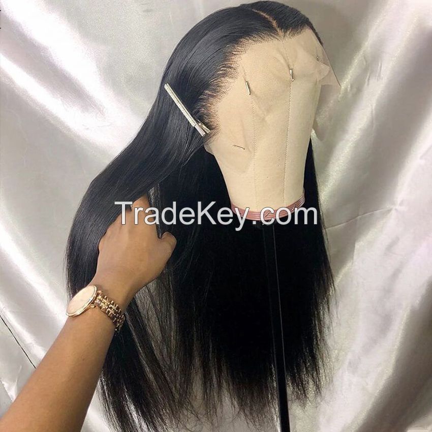 Wholesale Virgin Hair Vendors 100% Brazilian Human Hair Wig Long Black Straight Hair Wig Cheap Lace Frontal 13x4 Wig for Women