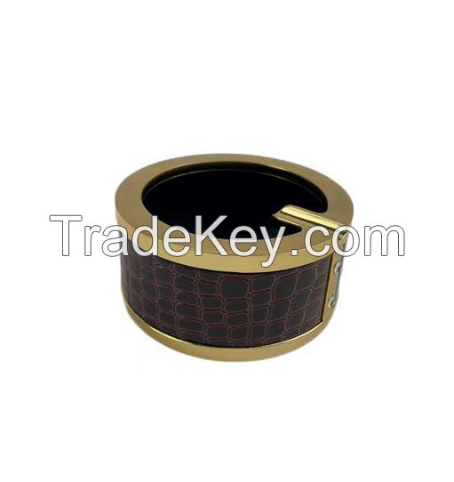 Round Elegant Metal  Ashtray Golden Black Ashtray