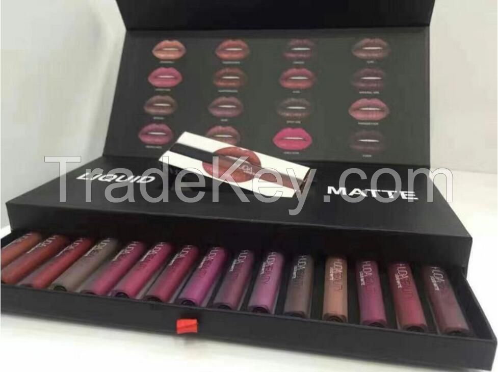 Huda Beauty 16 Colors Liquid Matte Lipstick Set Matte Lip Gloss Liquid Lipstick 16PCS/Set