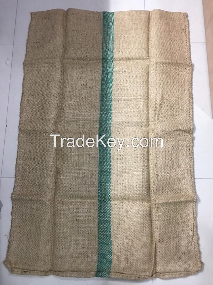 Food Grade . Jute gunny bag, Gunny Bag Jute Sack 112 x 68 cm 1020 gm 3 Blue Stripes New B Twill Jute Sack Bag