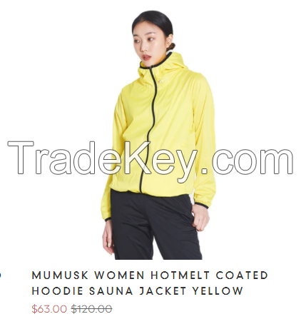 MUMUSK WOMEN HOTMELT COATED HOODIE SAUNA JACKET YELLOW