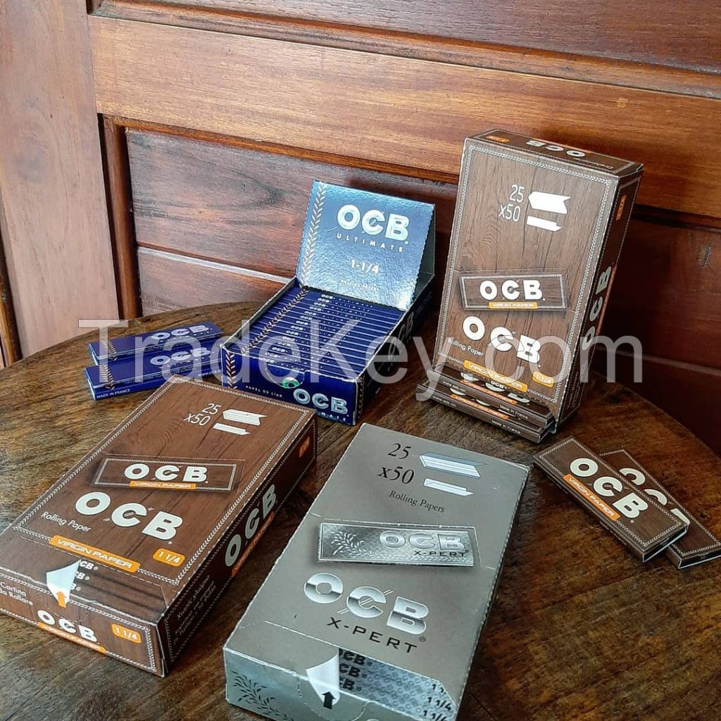 OCB VIRGIN UNBLEACHED SLIM ROLLING PAPERS FULL BOX