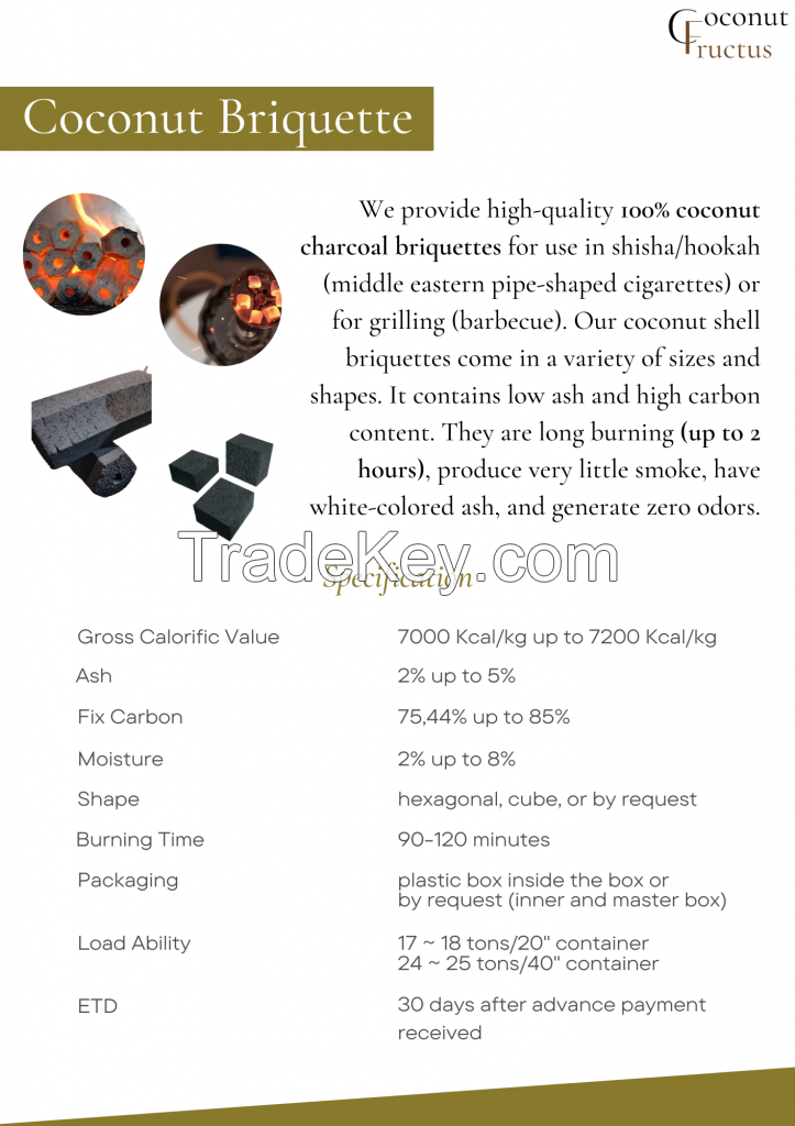 HIGH-QUALITY COCONUT BRIQUETTE CHARCOAL