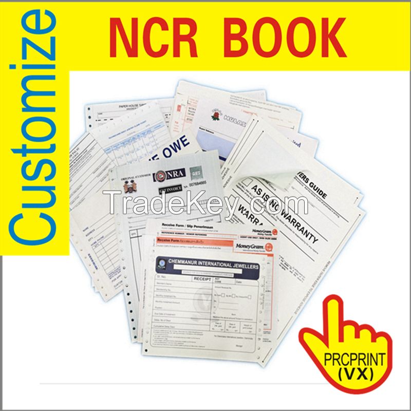 China custom printed A4/A5 NCR paper receipt book , duplicate / triplicate cheap invoice book printing