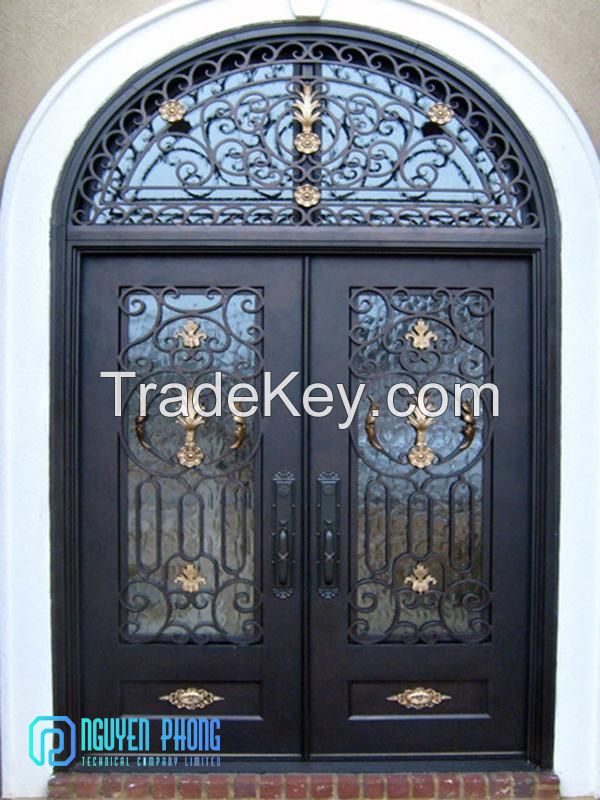 Wrought iron entry doors, double doors