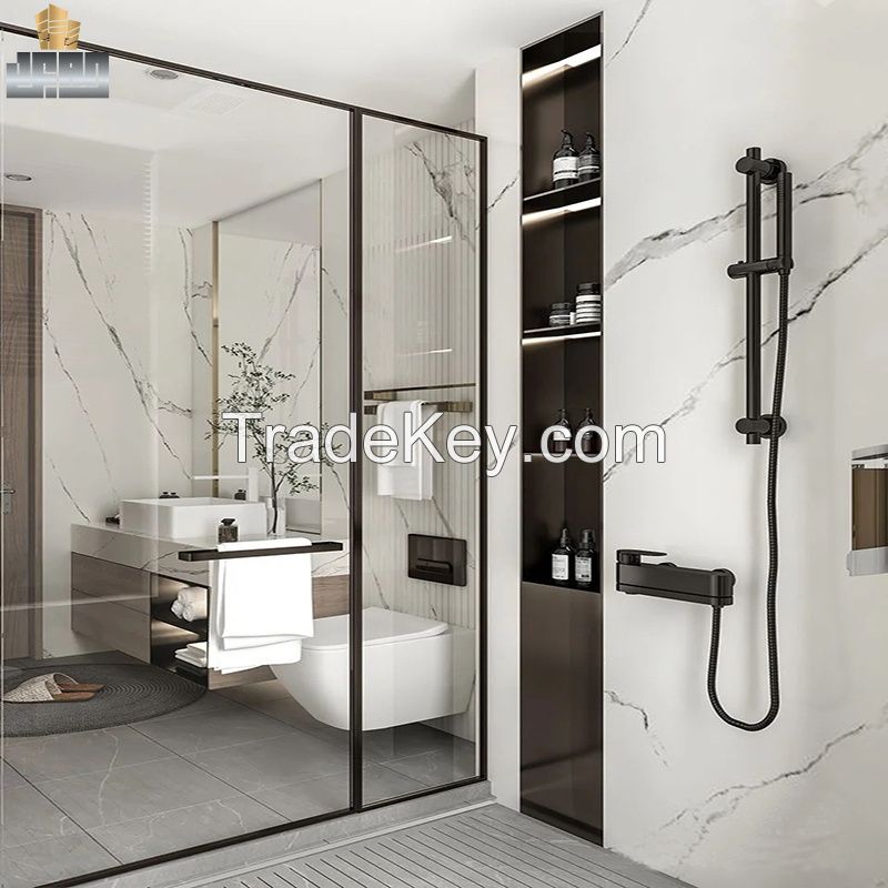 Steel Steel Bathroom Wall Square Black Bushed Shower Niche