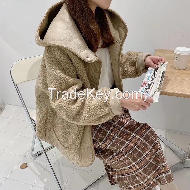 Thickened Autumn and Winter 2022 New Korean Small Man Fur One Piece Fleece Top Hooded