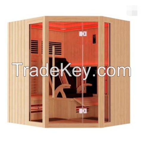 23-L4 Hemlock wood far infrared sauna room hotsale dry sauna with massage sauna chair