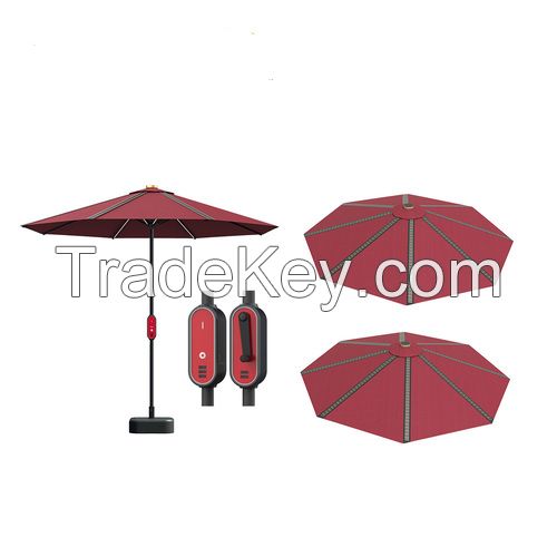 Round Umbrella Solar Powered LED Patio Offset Solar Panel Umbrellas