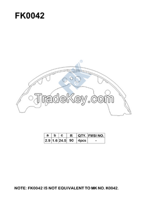 Brake Shoe FK0042  for PERODUA/DAIHATSU-Myvi- Ceramic and  Non-Asbestos