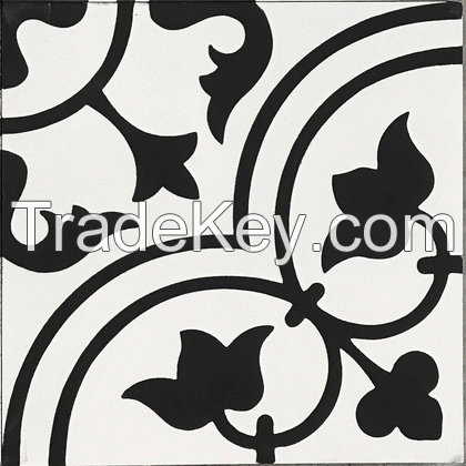 BLACK TULIP PATTERN CEMENT TILES