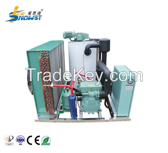 High Efficiency 1 Ton Flake Ice Evaporator Water Cooled Commercial Ice Machine