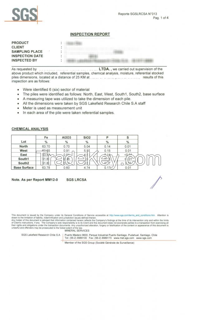 High Quality Iron Ore 62% and Up