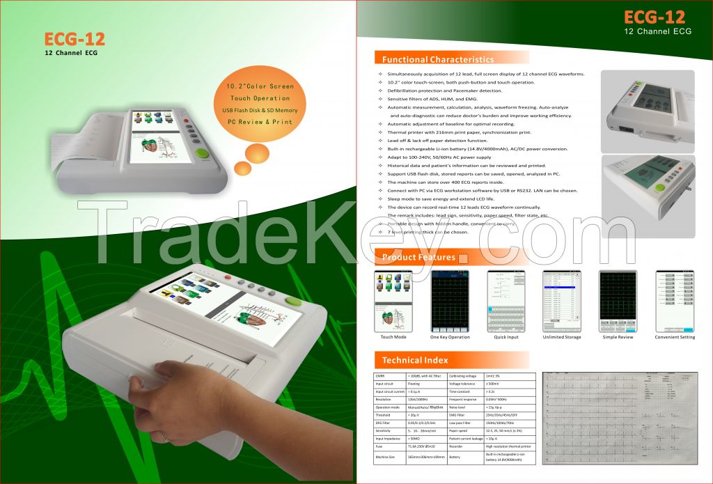 Portable Ecg Ekg 12channel Electrocardiograph Touch Screen Ecg Ekg Machine Ecg Machine