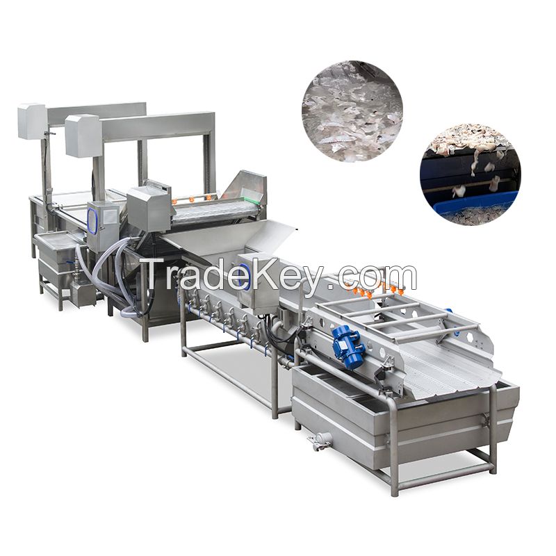 Industrial fish slices vortex vibration bubble two stages cleaning machine