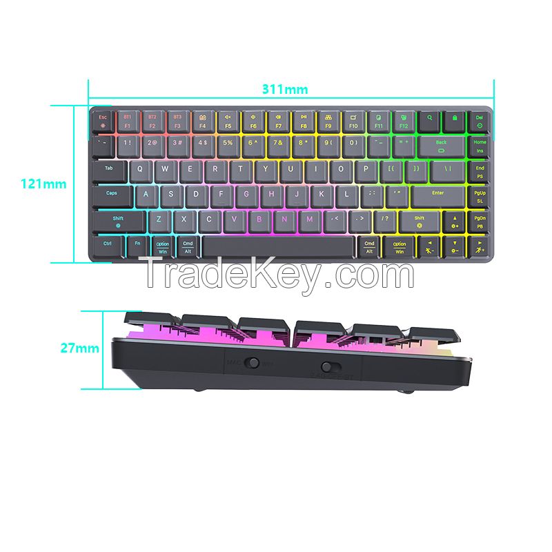 Mechanical Wireless Illuminated Performance Keyboard Tactile Quiet Switches Backlit Keys Bluetooth Office Mechanical Keyboard