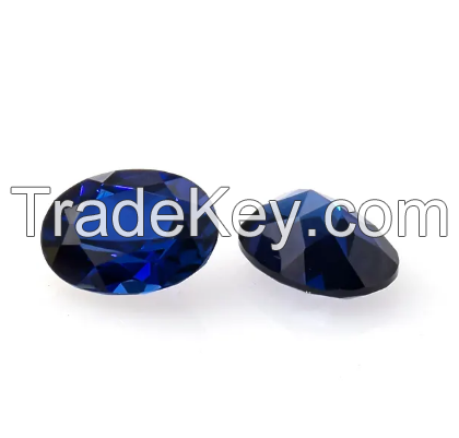 Wholesale #33 #34 Blue Lab Creatd Sapphire Pear Oval Cut Synthetic Corundum Gem Stone