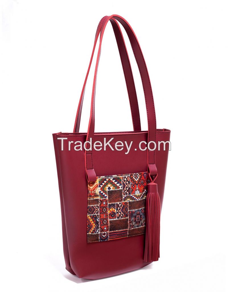 RangooN MAROON TURKISH COLORBLOCK TOTE BAG