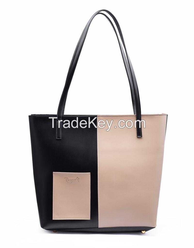 RangooN BLACK SKIN DOUBLE HANDLE TOTE BAG