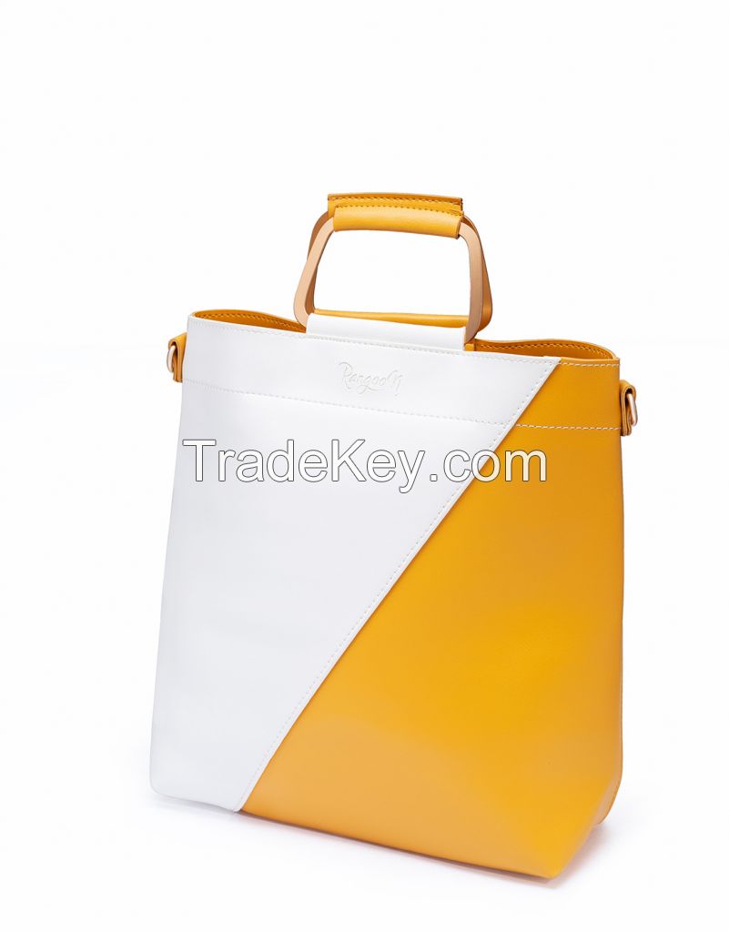 CLASSIO WHITE MUSTARD DOUBLE HANDLE BAG