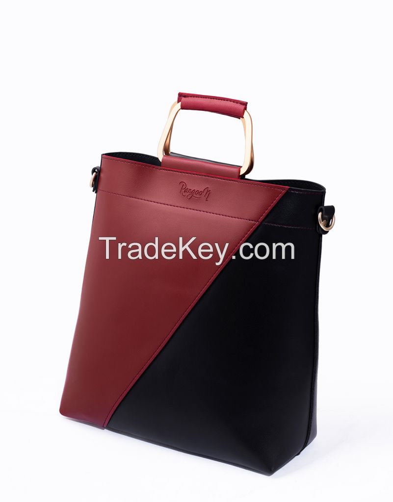 CLASSIO MAROON BLACK DOUBLE HANDLE BAG