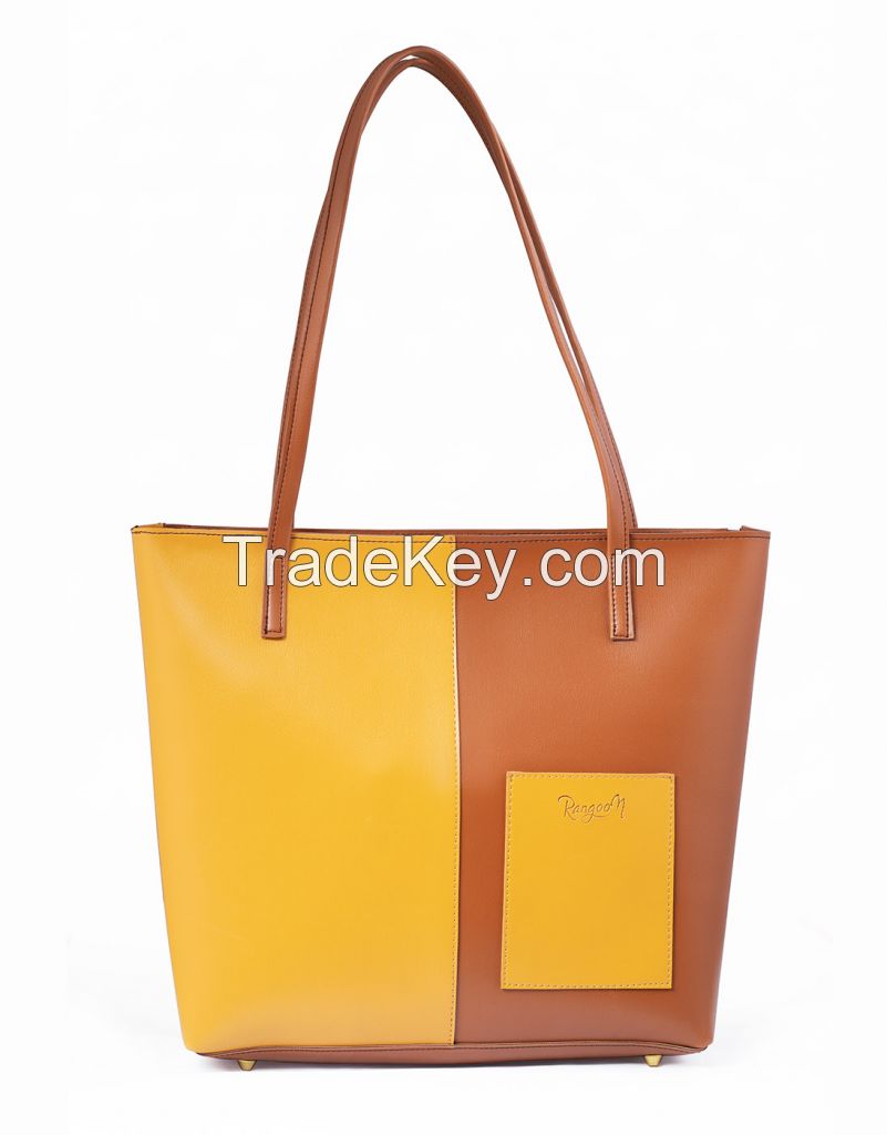 RangooN MUSTARD BROWN DOUBLE HANDLE TOTE BAG