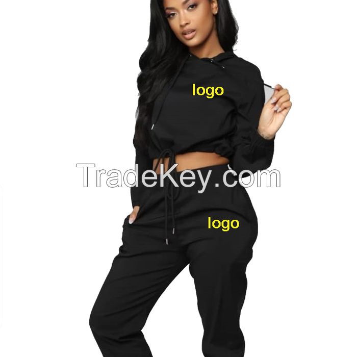 Woman crup hoodies jogger pants