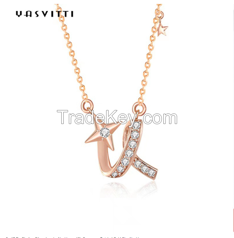 2g 17.7in Sterling Silver Jewelry Necklaces 18k Ceremony Twisted Gold Star Necklace