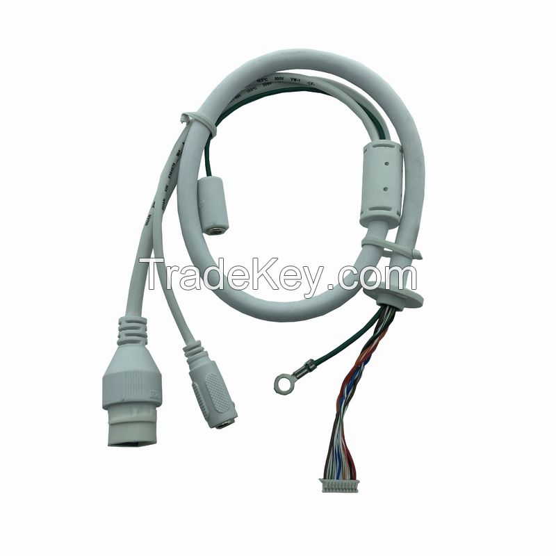 021 RJ45 Base MX1.25-10PIN Power Cable For IP Camera Custom Wiring Harness Factory Manufacturing DC5.5 by 2.1