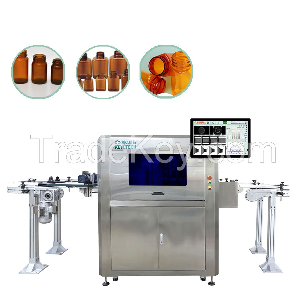 Plastic packaging bottles vial visual defect inspection machine