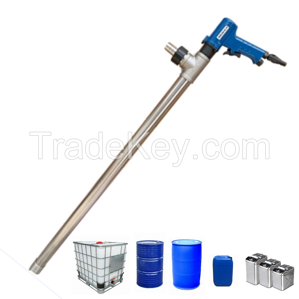 Pneumatic Stainless Steel Barrel Hand Pump for Diesel Gasoline Corrosive Chemicals Handling, 95cm Length, Suitable for Tank Tote Drum Pail Packaging Operation in Explosion-proof Area