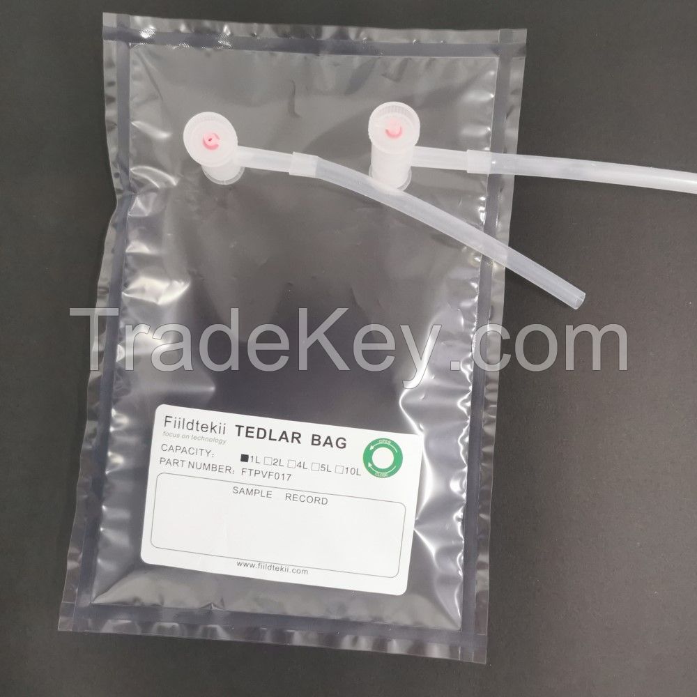 500ml Tedlar Sample Bag for Vapor, Air and Gas Trace Analysis, PVF Film with Dual Polypropylene Fiiting Valves