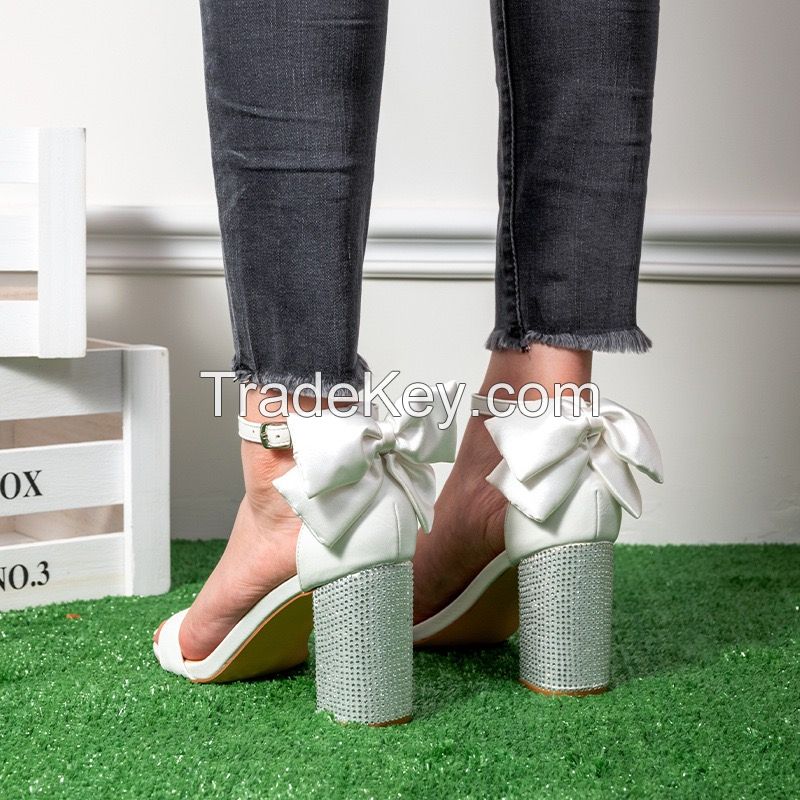 Elegant White Bowknot High Heels