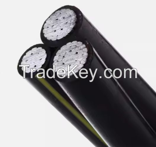 XLPE/PE Insulation Overhead Aluminum Cable 0.6/1 Kv 2X4 AWG Electrical Wire XLPE ABC Cable