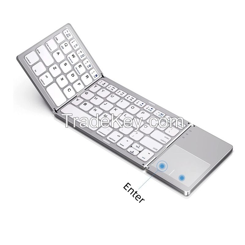 Portable Tri-fold Wireless Bluetooth Keyboard with touch-pad