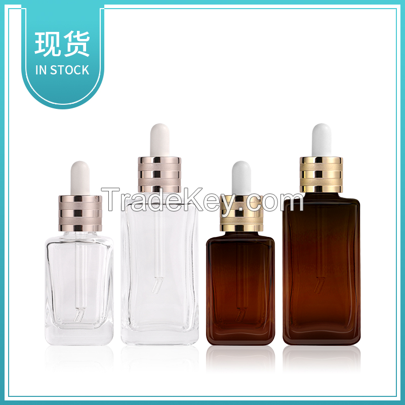 50ml 100ml square glass bottle anti blue light glass bottle cosmetic bottle small brown bottle