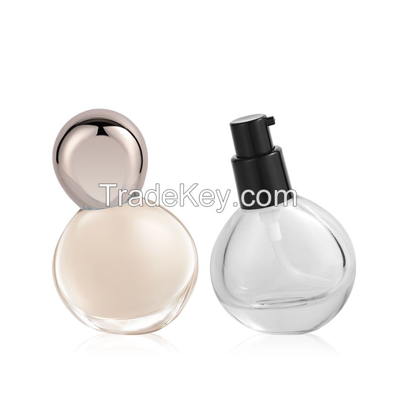 30ml glass foundation make-up bottle, skewed head bottle manufacturer, wholesale, spot isolation element, Yan frost bottle