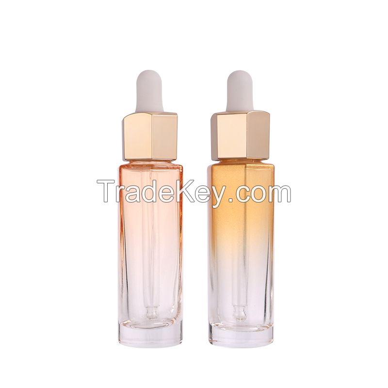 30ml essence solution bottle, stock solution bottle, hexagonal bee glue tip dropper, glass cosmetic skin care serum bottle