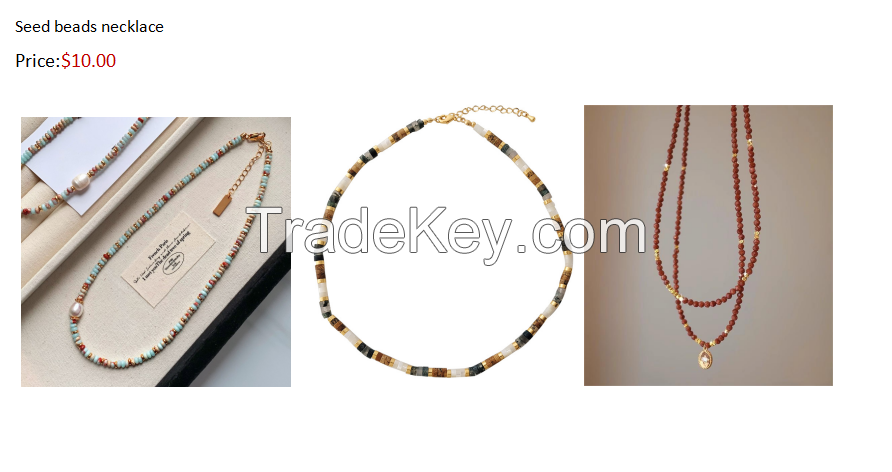 Natural gemstone seed beads necklace