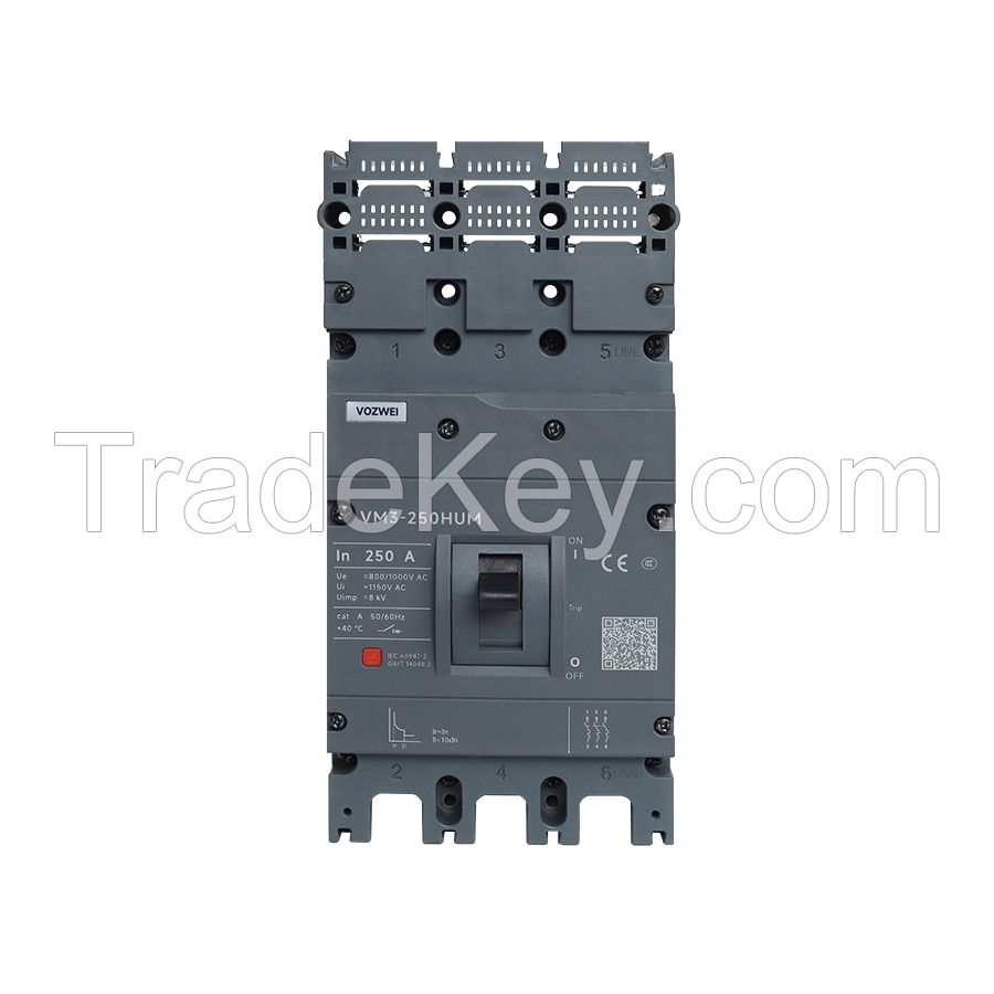 MCCB VM3-250HUM AC250A 3P AC800V Molded case circuit breaker for solar energy and wind power