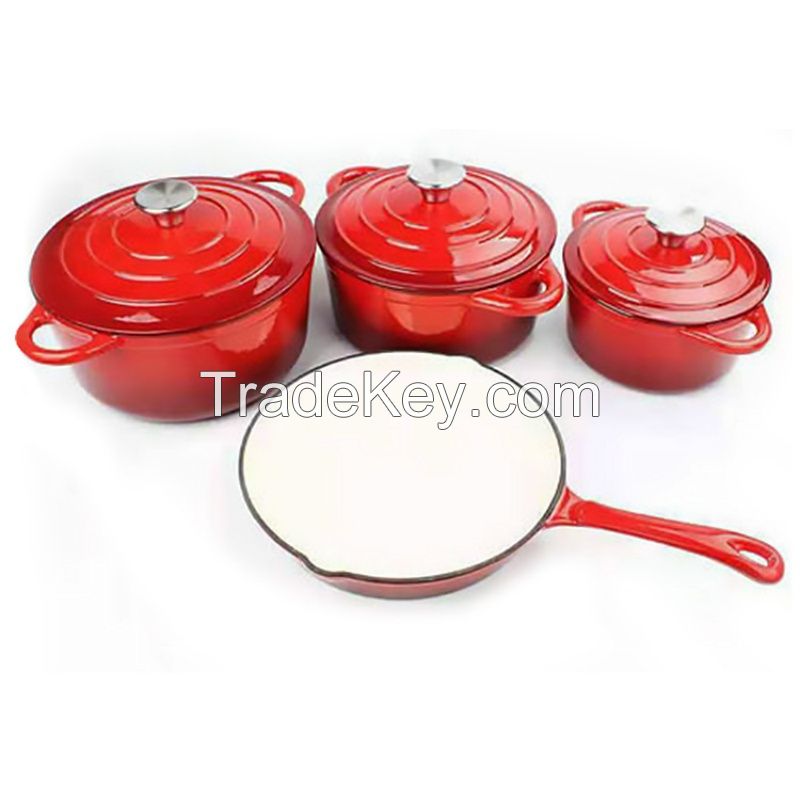 High quality Kitchen Pot 20/22/24cm round Nonstick Cast Iron Casserole Enamel Cookware Dutch Oven Set 25cm enamel frying pan